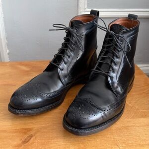 Allen Edmonds Dalton Black Leather Wingtip Lace-Up Boots 9